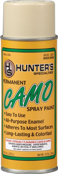 Hunters Specialties Permanent Camo Spray Paint 12oz Bottle Marsh Grass Tan 00321