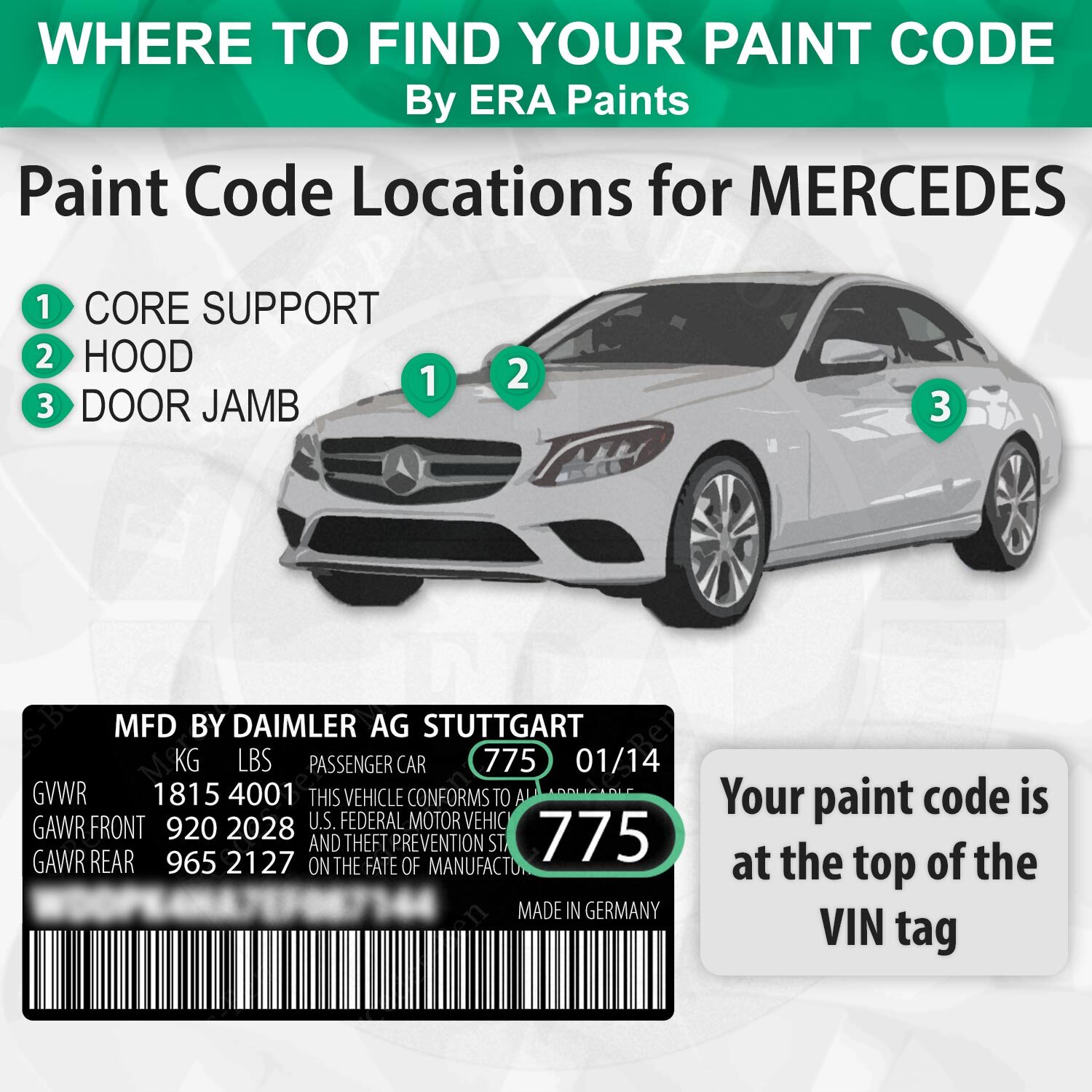 MERCEDES 160/7160/P07 – Stone Gray OEM Match Touch Up Spray Paint Kits