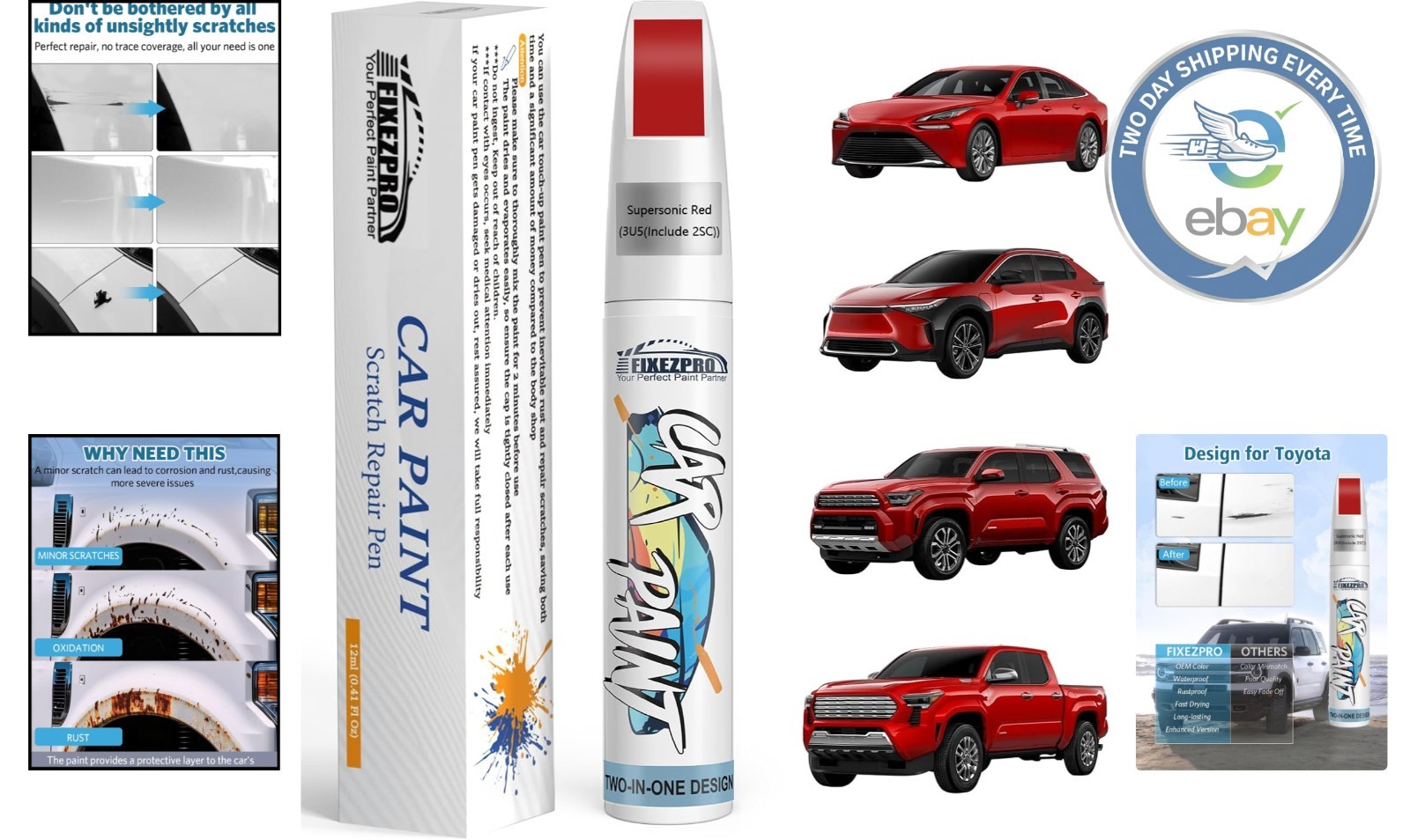 Supersonic Red Paint Pen for Cars – Waterproof, Scratch Resistant & Fast-Drying