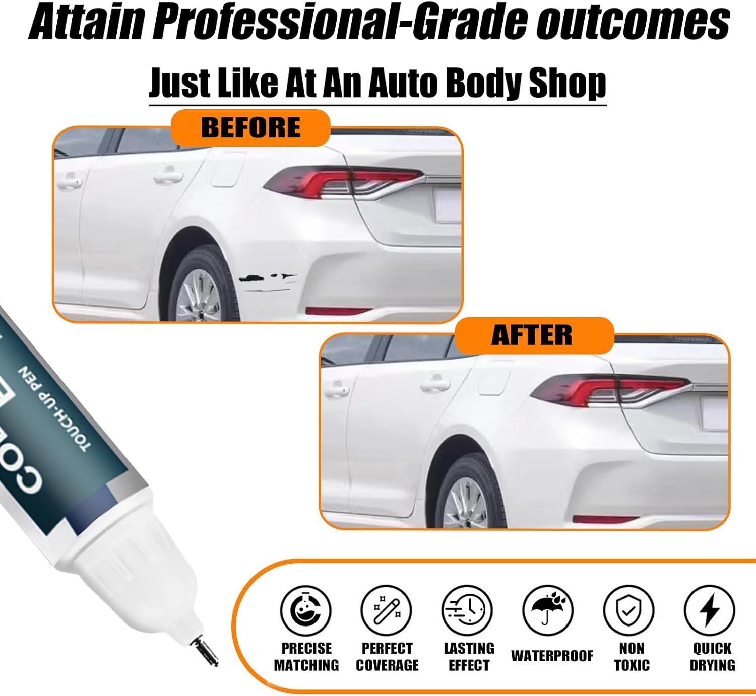 Toyota 040 Super White Ice Cap Touch Up Paint Pen 2-in-1 Scratch Repair