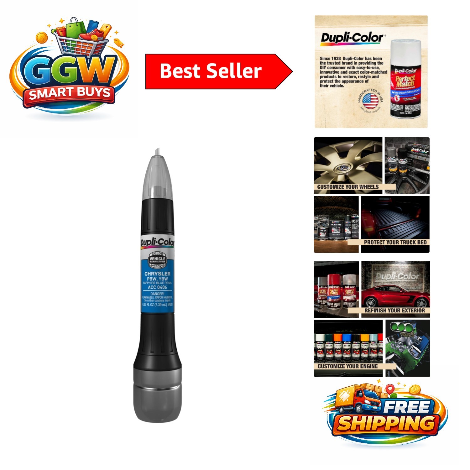 Sapphire Blue Pearl Scratch Fix – All-in-One Touch-Up Paint for Cars 0.25 Fl Oz
