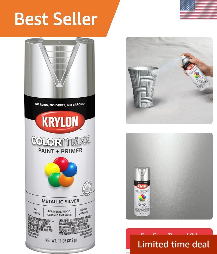 Krylon COLORmaxx 11oz Metallic Silver Spray Paint & Primer for Indoor/Outdoor