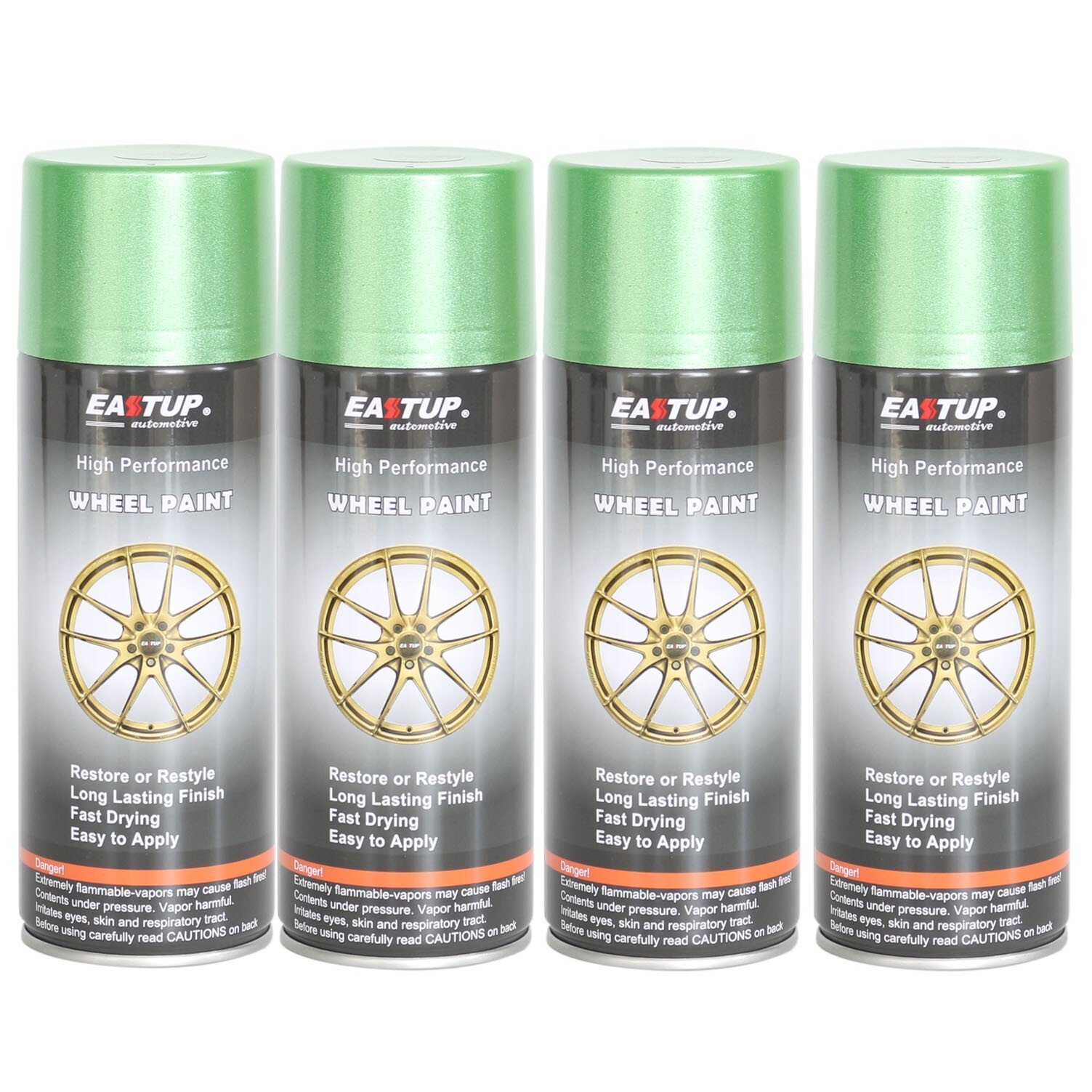 4 Cans Metallic Acrylic Green Car Wheel Paint- Brilliant Finish High Durability