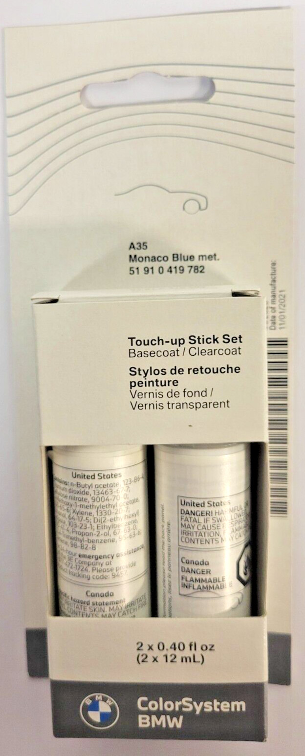 BMW Genuine Factory Touch Up Paint Set A35 Monaco Blue Metallic 51910419782