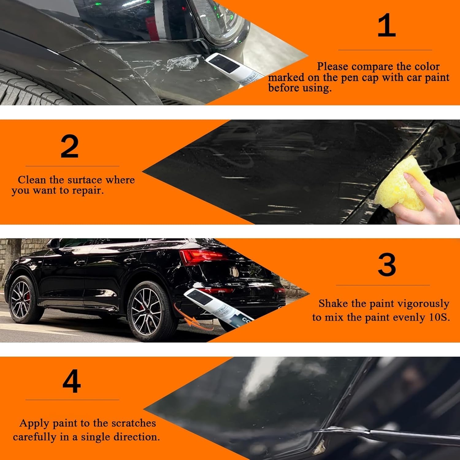 Mythos Black Metallic Car Paint Pen – Instant Scratch Repair for Audi Vehicles