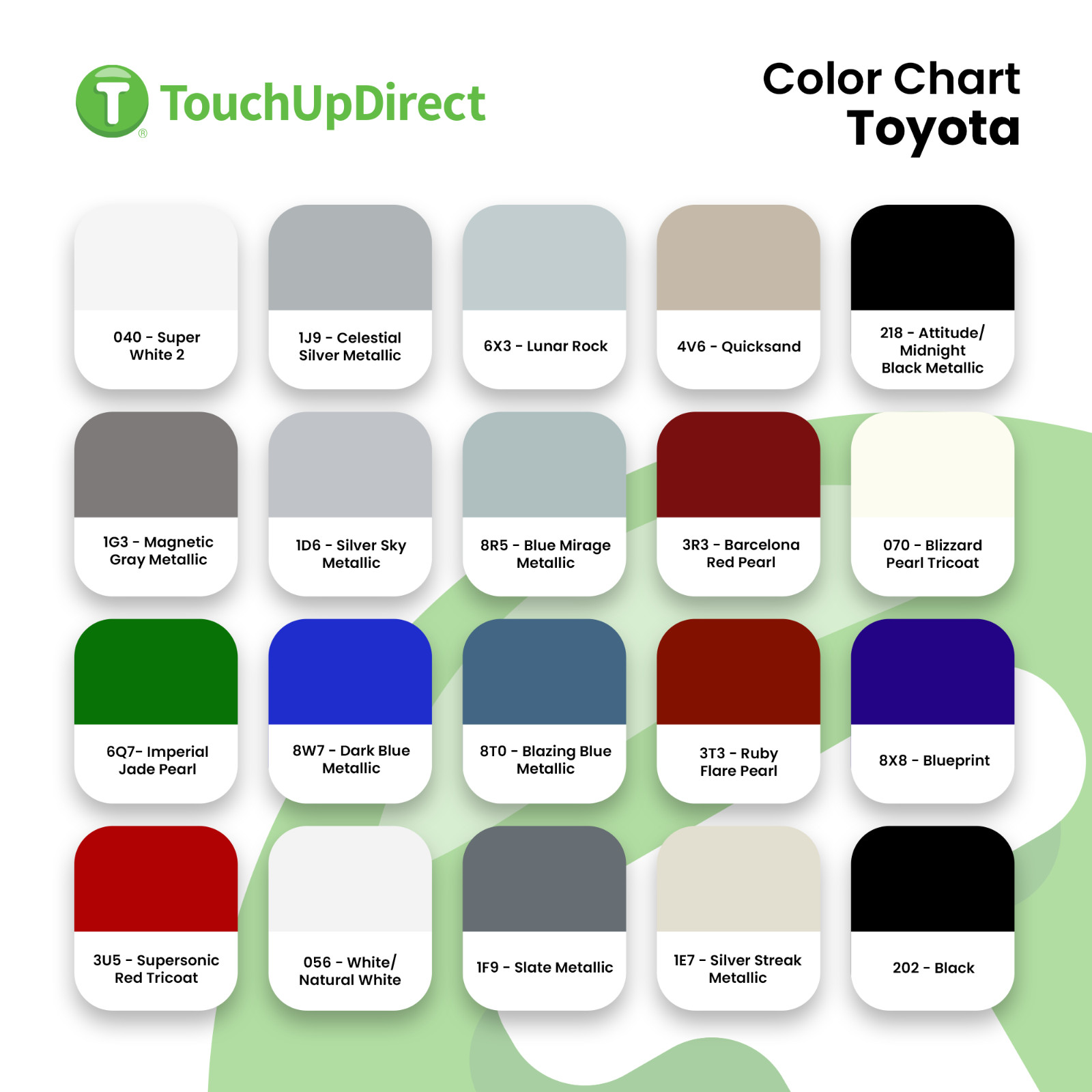 Toyota Touch Up Paint by TouchUpDirect – Brush or Spray Paint – Choose A Color