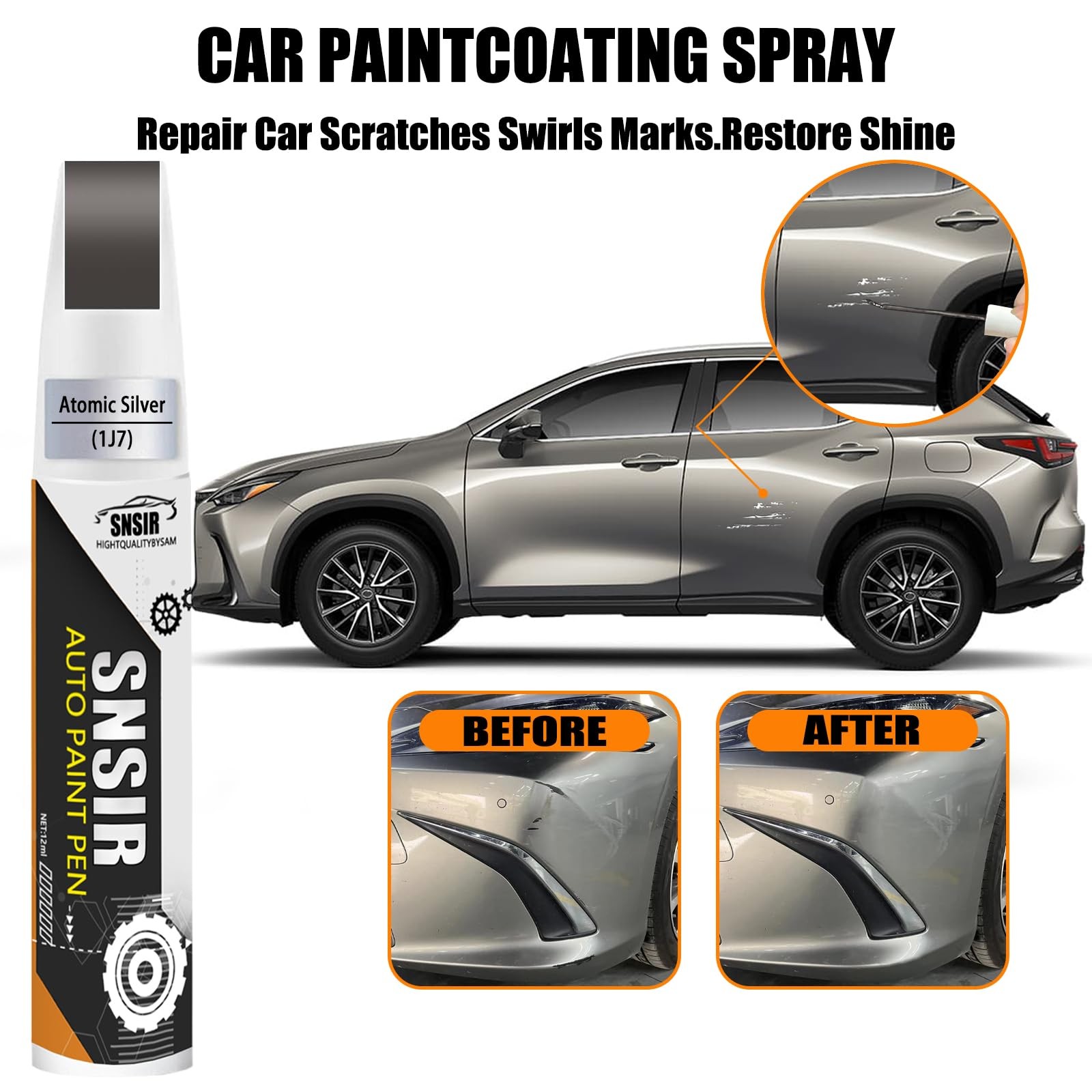 Touch Up Paint Kit For Lexus 1J7 Atomic Silver Scratch Repair Kit OEM Match