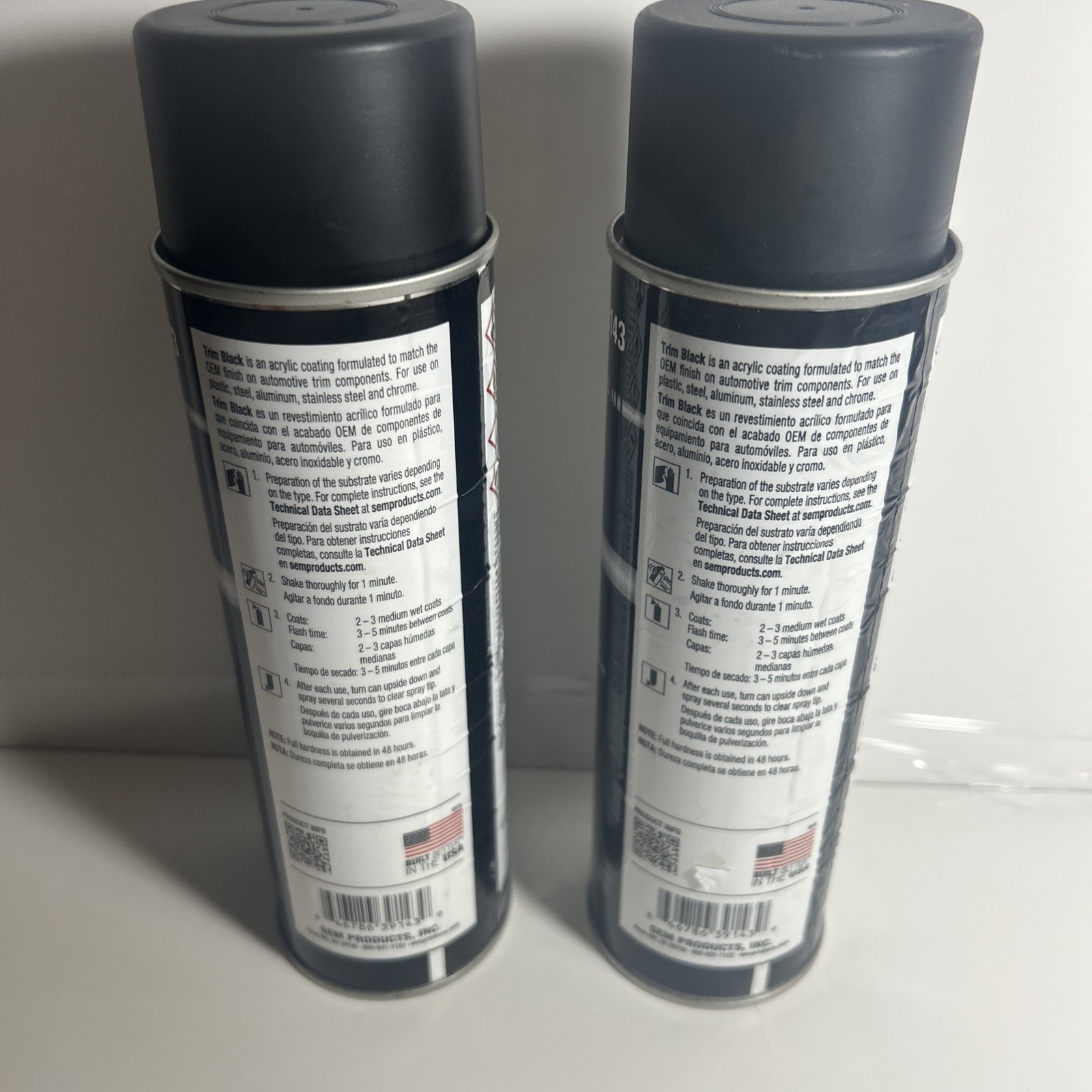 SEM Products 39143 Trim Black Aerosol Spray Can 15 oz. Auto Body Paint (2 Cans)