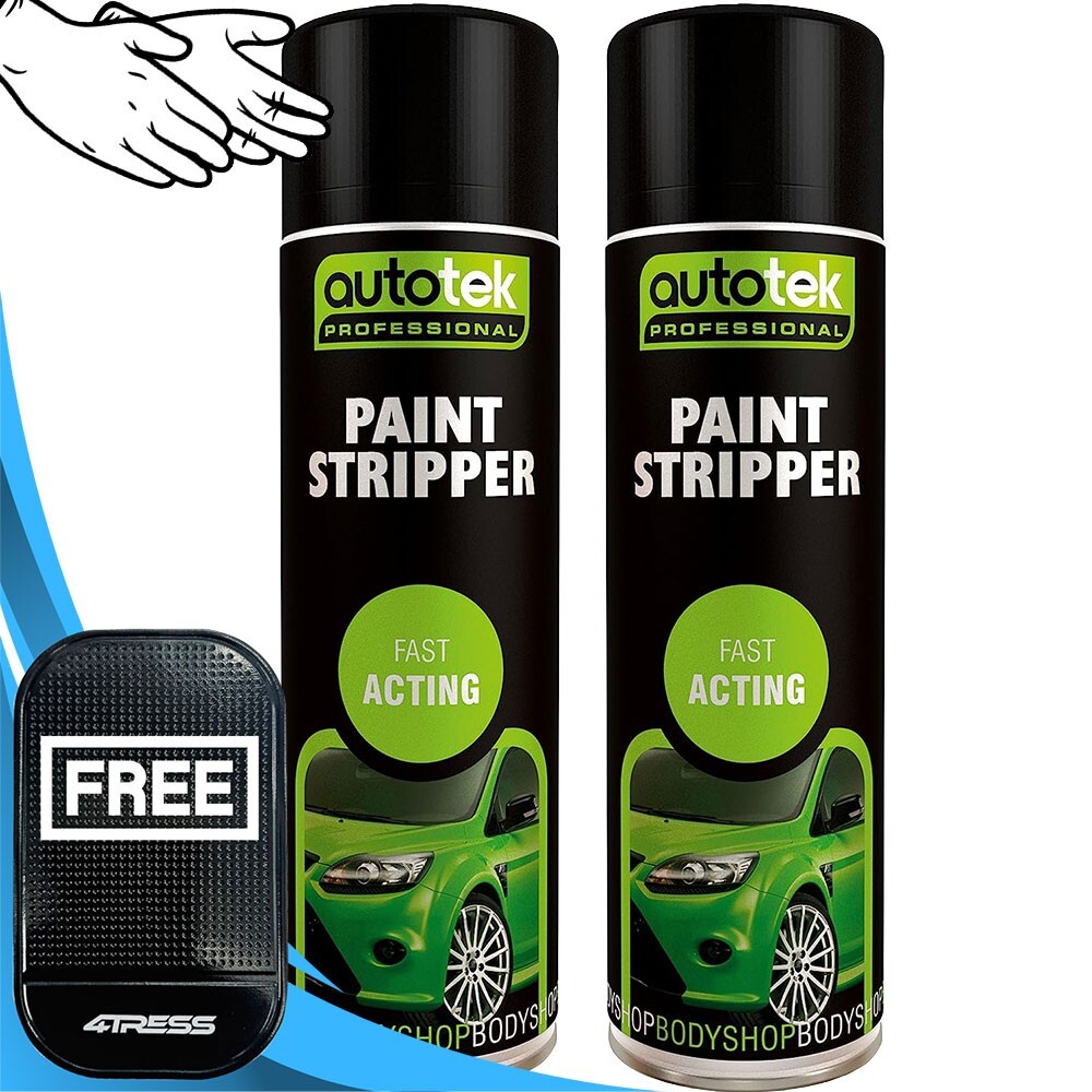 2 x 500ml AUTOTEK Varnish Coating Paint Stripper Remover Aerosol Can+ Glove+M