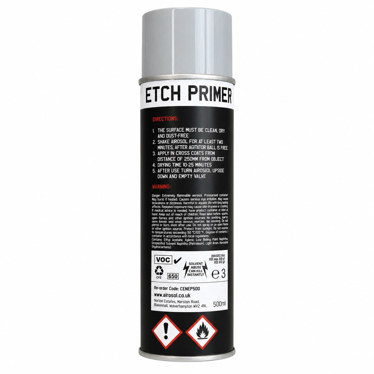 12 x Etch Primer Aerosol Spray 500ml Bare Metal Car Adhesion Promoter 12 Pack