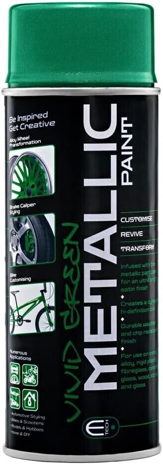 E-TECH Metallic Paint Vivid Green 400ml Multi-Purpose Interior & Exterior DIY