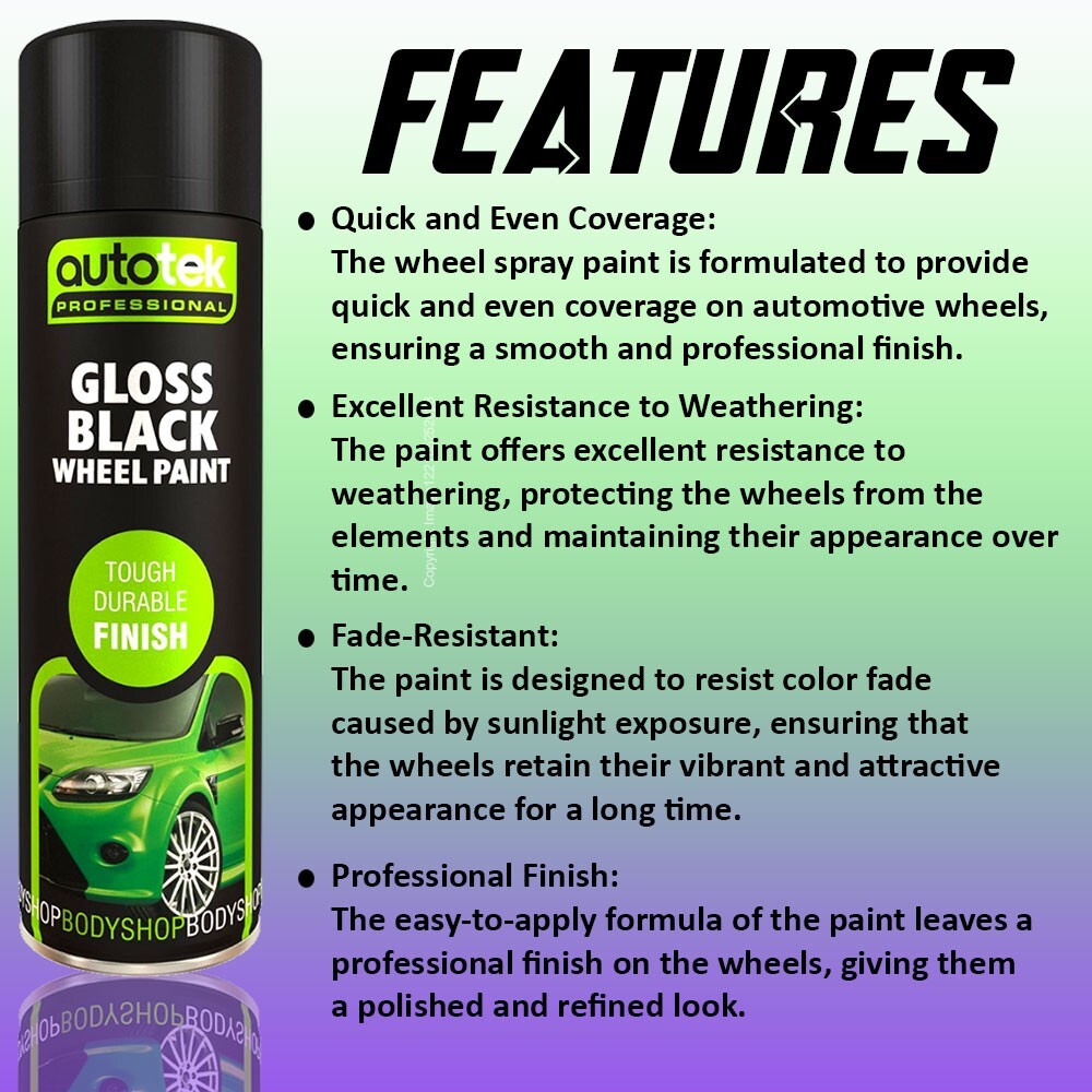 4 x Autotek GLOSS BLACK ALLOY WHEEL Spray Paint Aerosol Professional Cans+G+CP