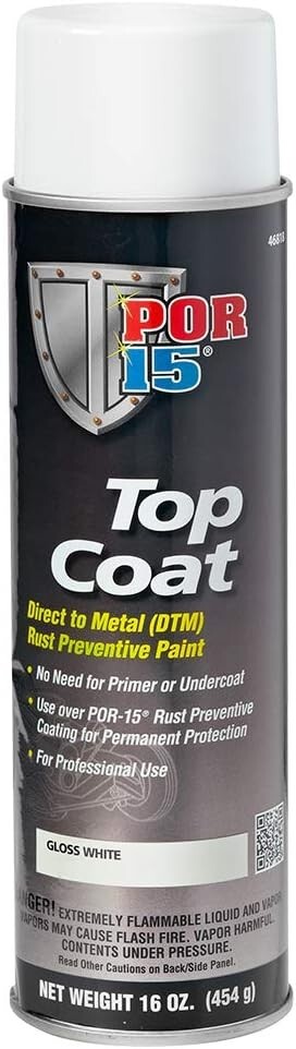 New POR-15 46818 Top Coat Gloss White Spray Paint 16 fl. oz. Free delivery