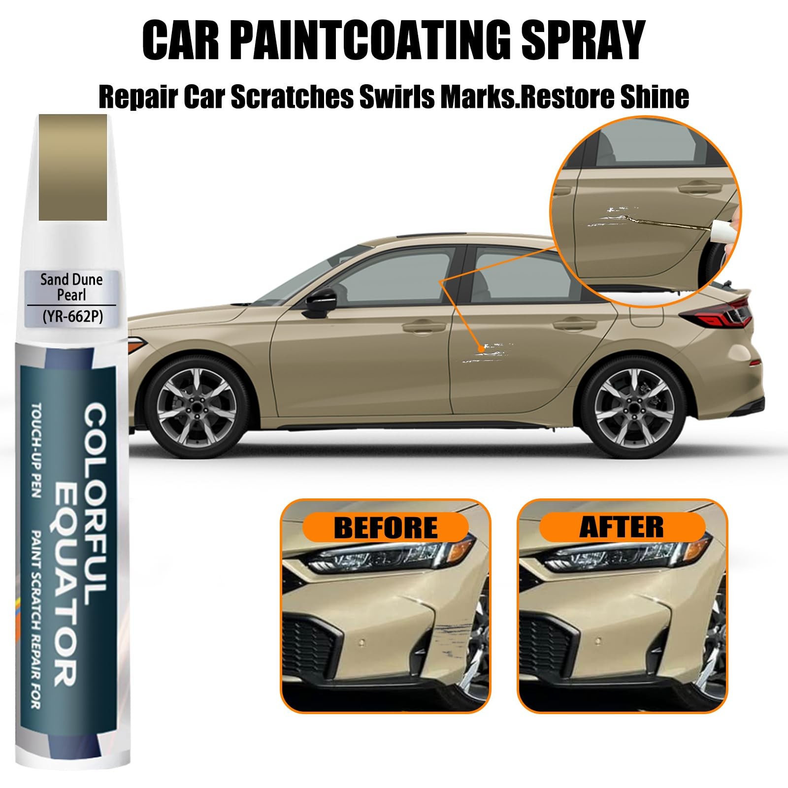 Touch Up Paint Kit For Honda YR-662P Sand Dune Pearl Scratch Repair Match