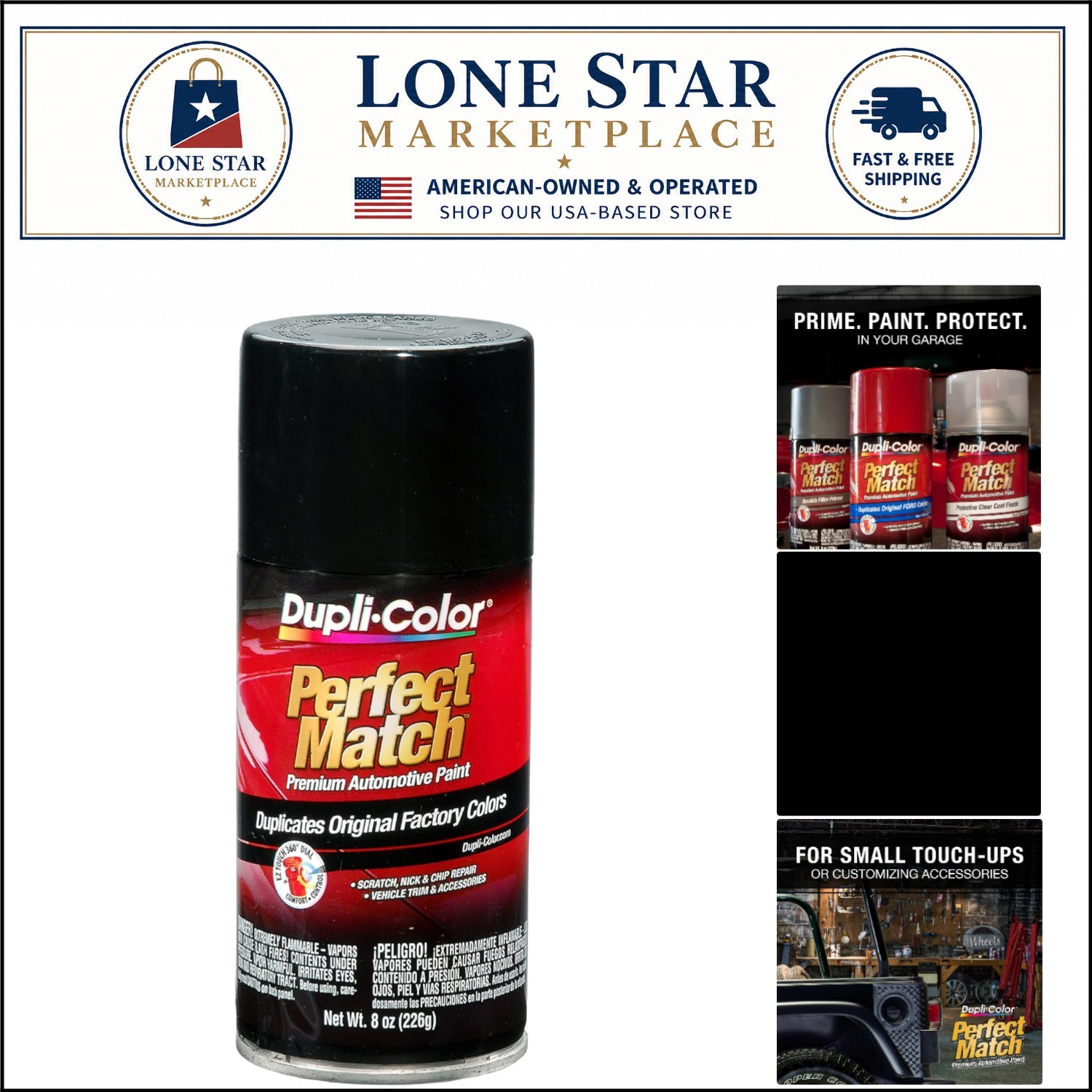 E7 Perfect Match Universal Black 8 oz Fast-Drying Automotive Spray Paint