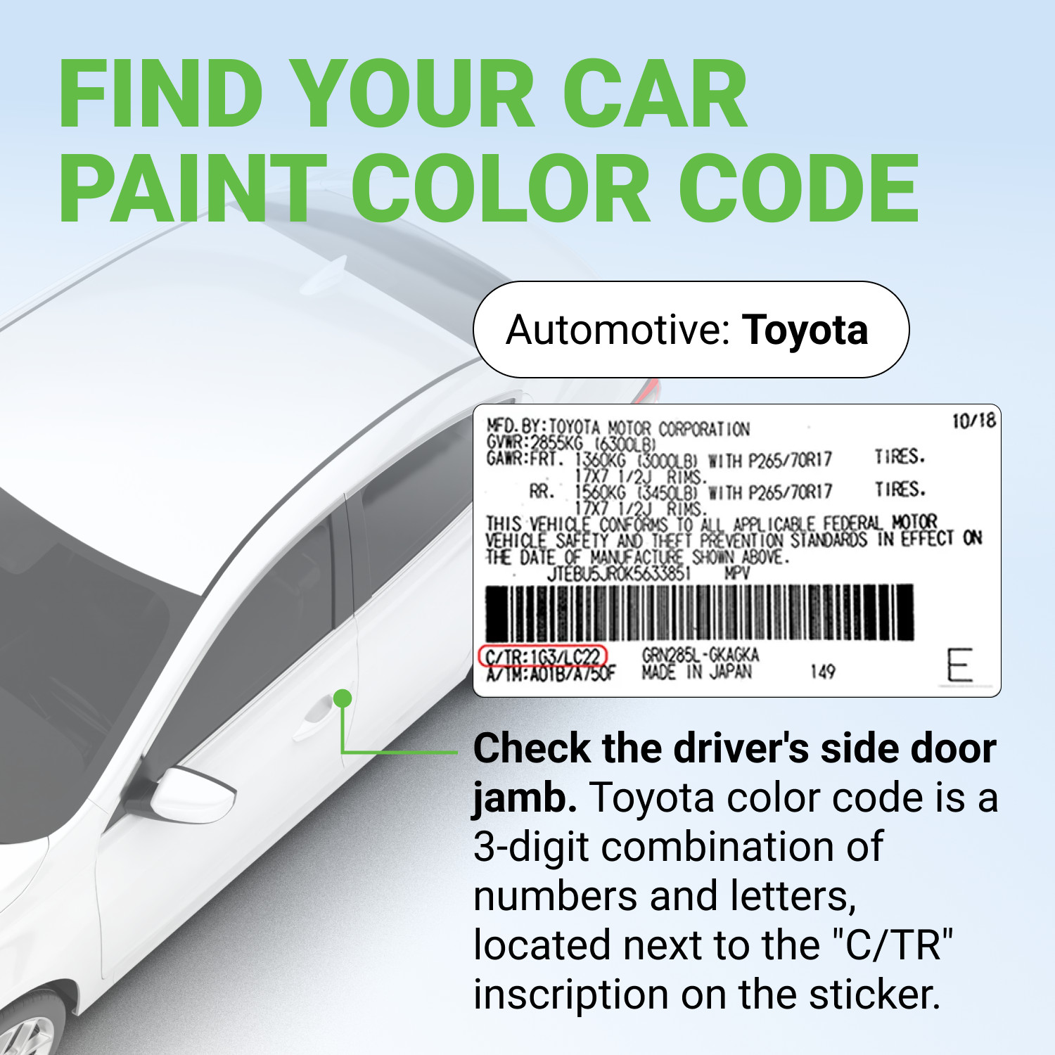 Toyota RAV4 Touch Up Paint – Automotive Spray Paint or Brush – Choose A Color