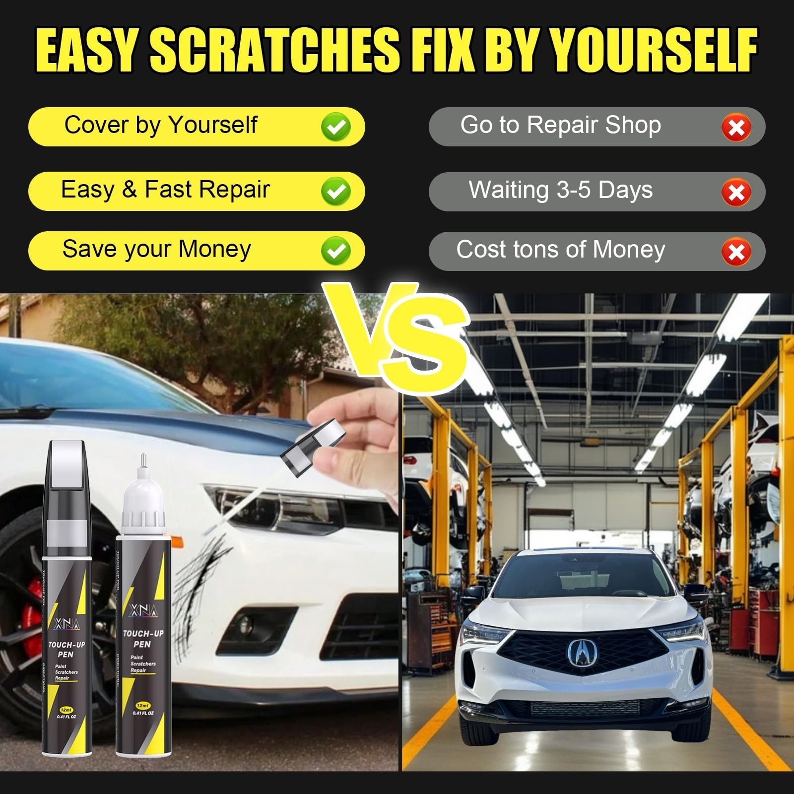 Acura Majestic Black Pearl NH-893P Car Touch Up Paint Pen Scratch Repair Kit