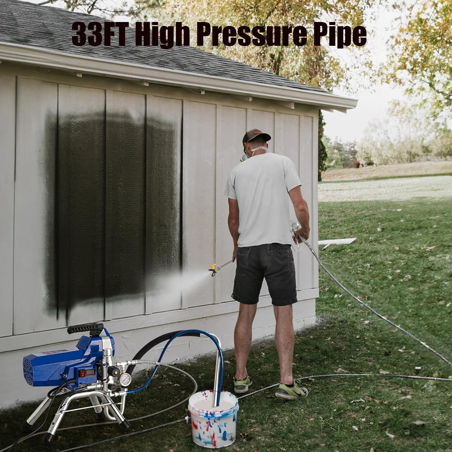3500W Electric Airless Paint Sprayer High Efficient 3300PSI W/Extension Rod 110V