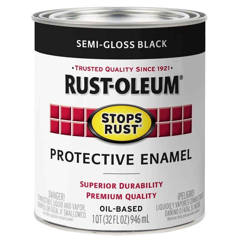 Rust-Oleum Stops Rust Semi-Gloss Black Oil-Based Industrial Enamel Paint Quart