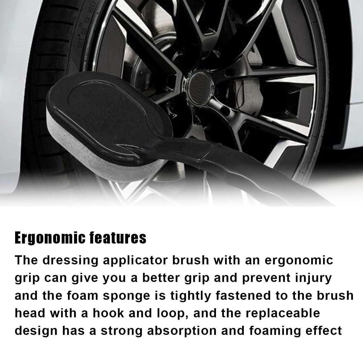 2 Pack Tire Shine Applicator Brush Car Waxing Sponge Brush with Curved Handle