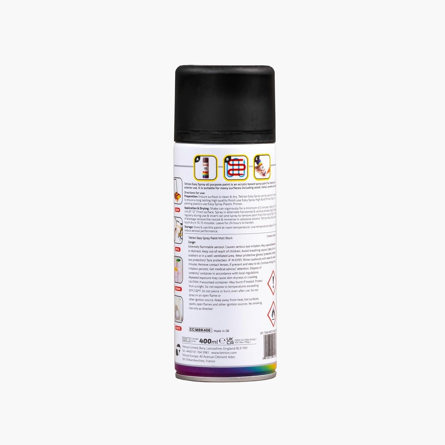 Easy Spray Paint – Matt Black 13.5 fl oz -All-Purpose Fast Drying Acrylic Spr…