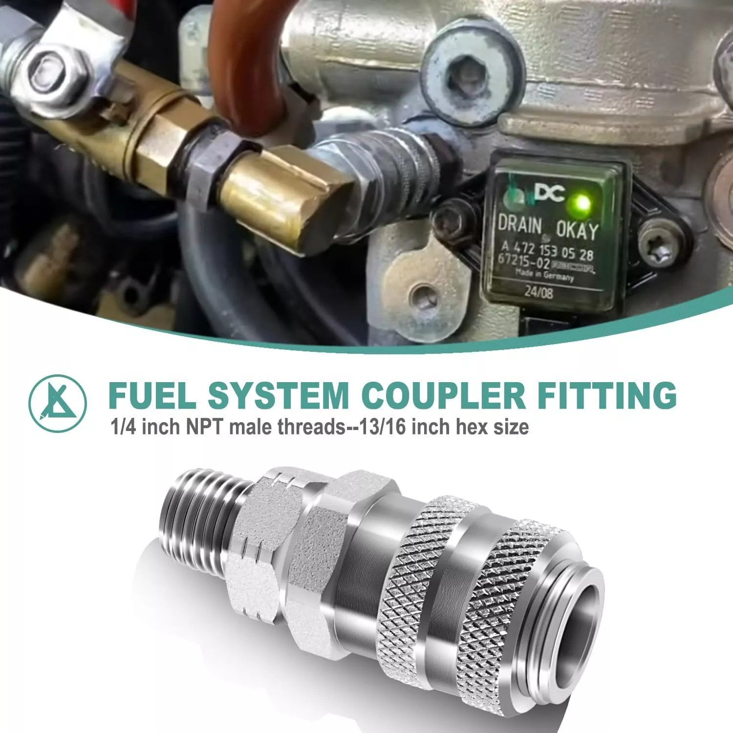 Replacement for Detroit Diesel J-47912-QC 5869-1 Fuel System Coupler Fitting