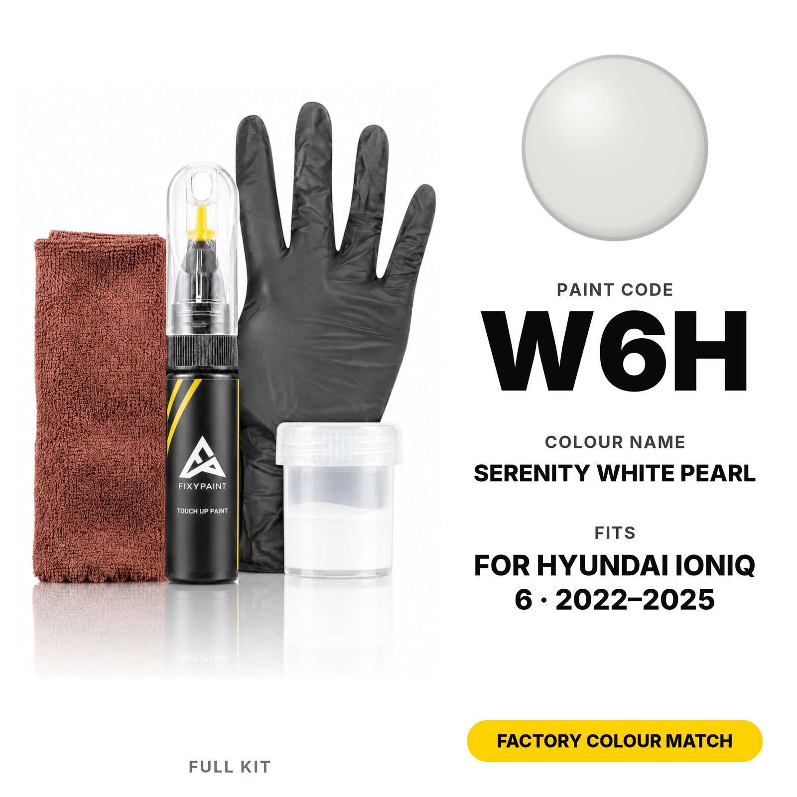 Touch Up Paint For Hyundai Ioniq 6 W6H Serenity White Pearl Full Kit Roo Bar