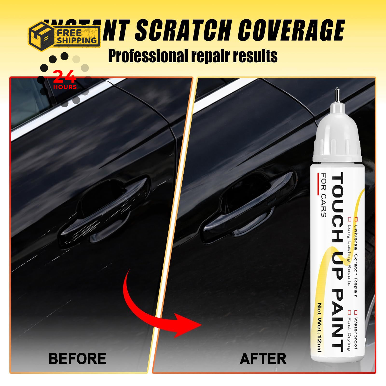 Gloss Black Touch Up Paint for cars, 2-in-1 0.4 Fl Oz (Pack of 1),