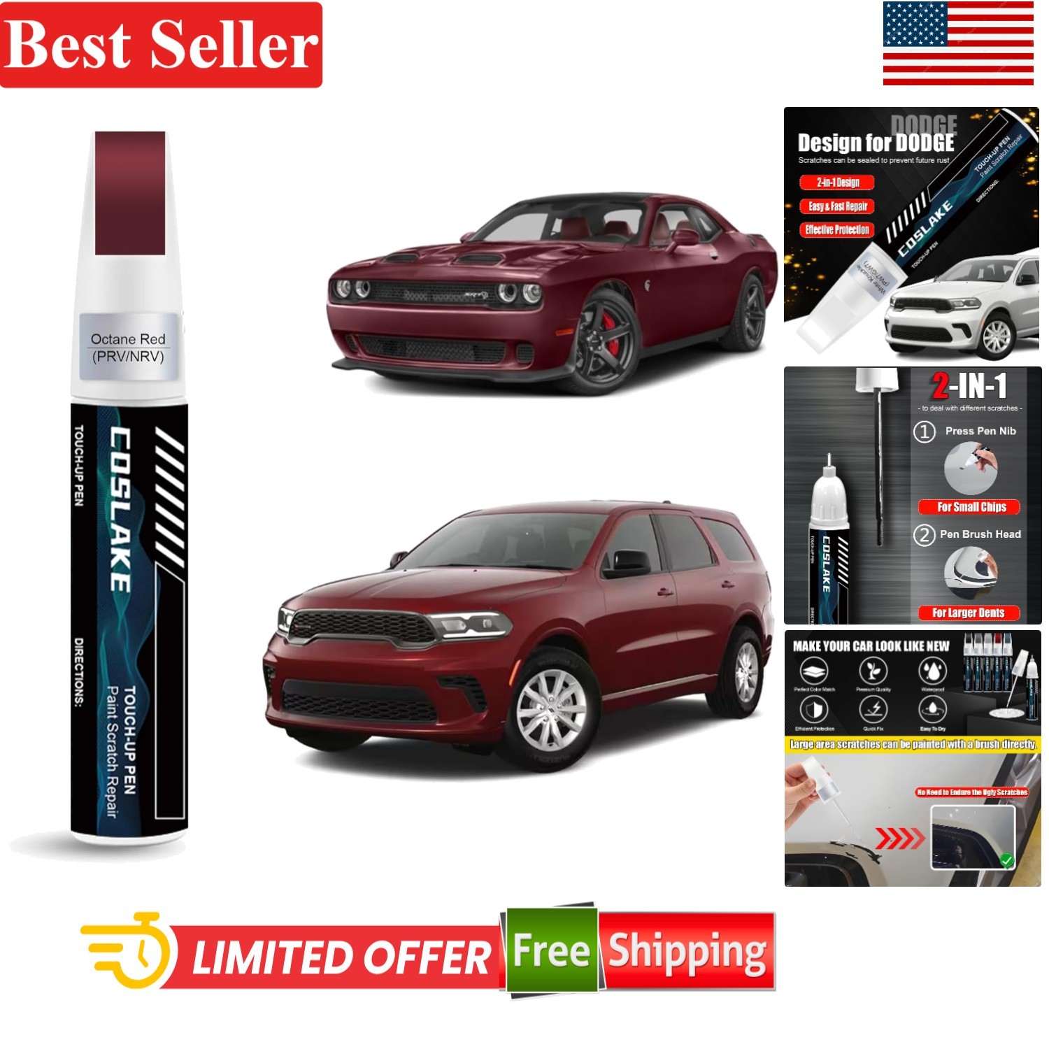 Dodge Scratch Repair Kit – Octane Red Touch Up Paint with Micro Applicators