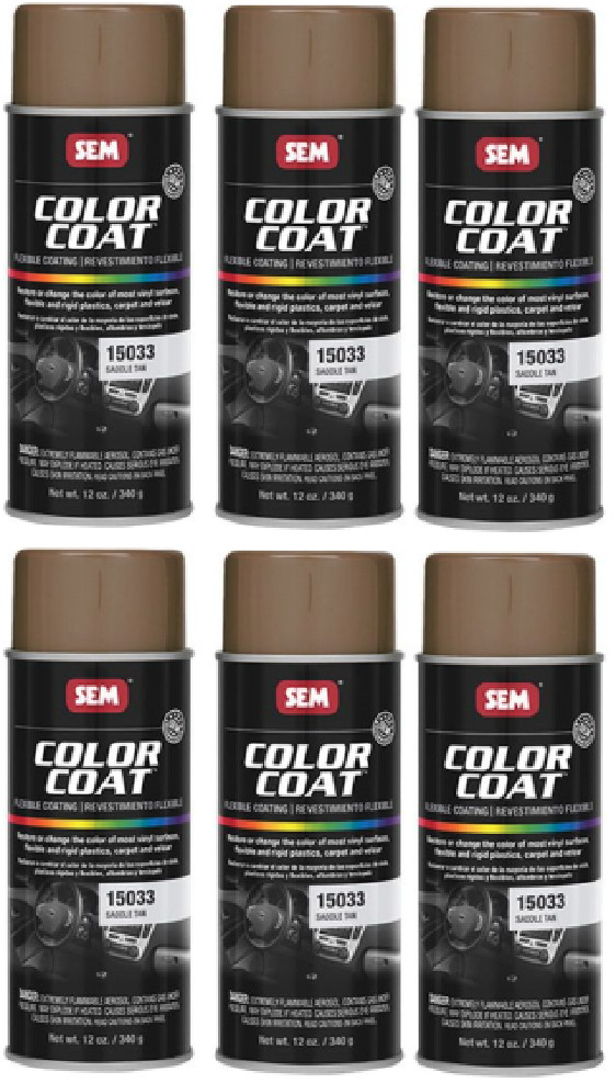 SEM COLOR COAT SADDLE TAN Vinyl Spray Auto Paint 12 oz. SEM 15033 (6 Pack)