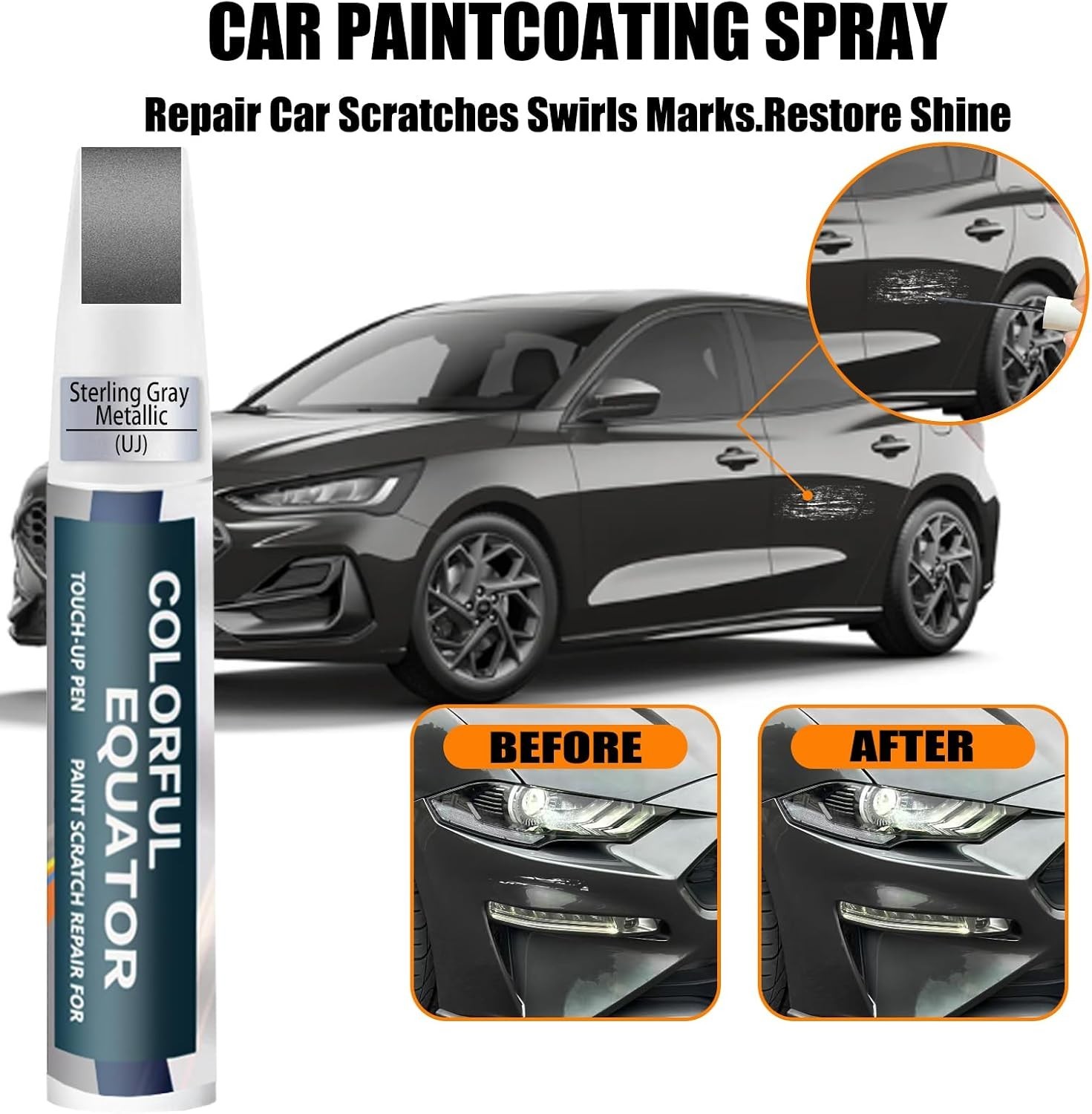 UJ Sterling Gray Metallic Touch Up Paint for Ford – Two-in-One Scratch Repair