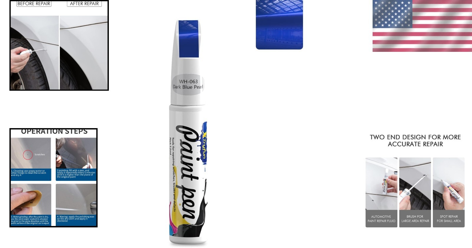 Dark Blue Pearl Touch Up Paint – Fast-Drying Auto Scratch Repair Gel 1.69 Fl Oz
