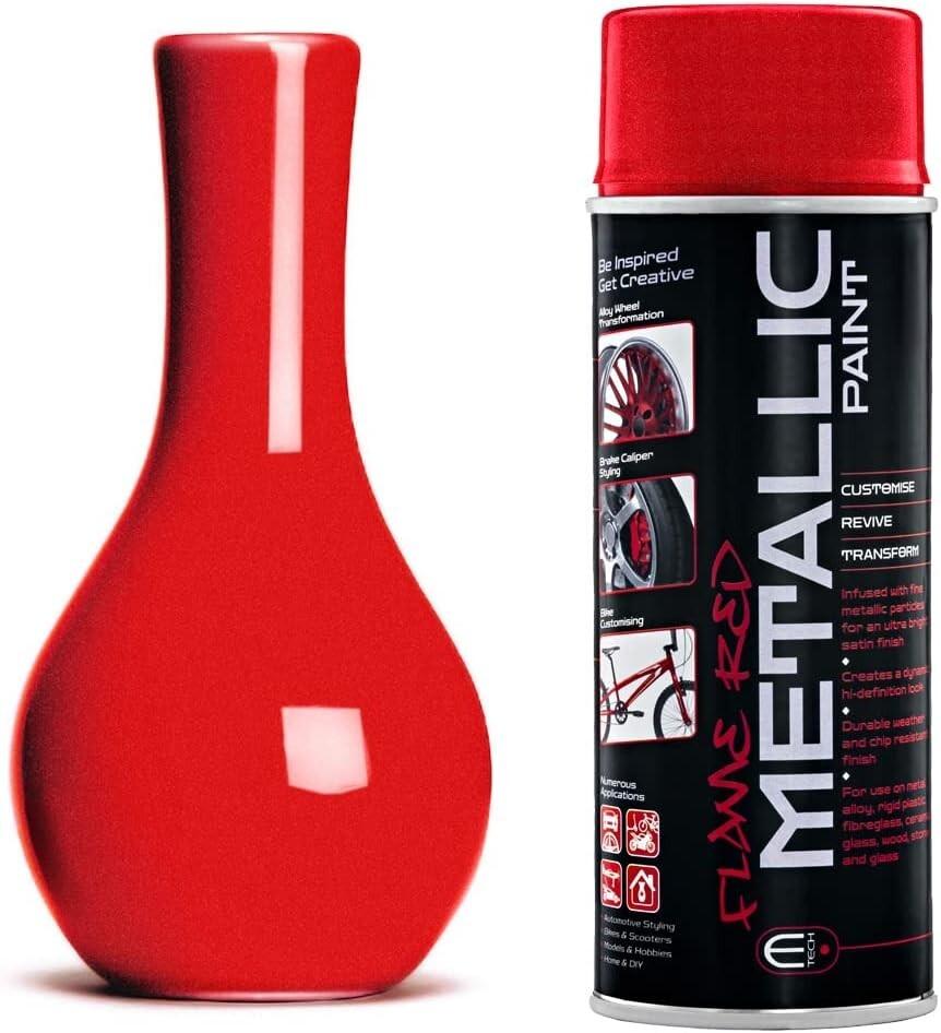 E-TECH Metallic Paint Flame Red 400ml Multi-Purpose Interior & Exterior DIY Car