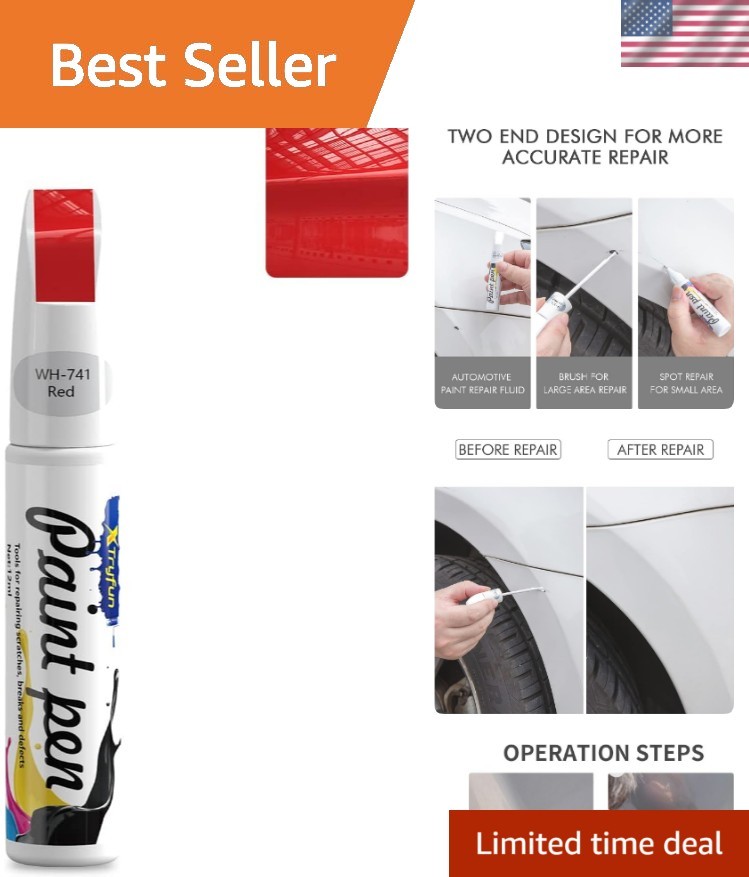 Touch Up Paint Pen for Cars – Waterproof Red Scratch Repair 1.69 Fl Oz
