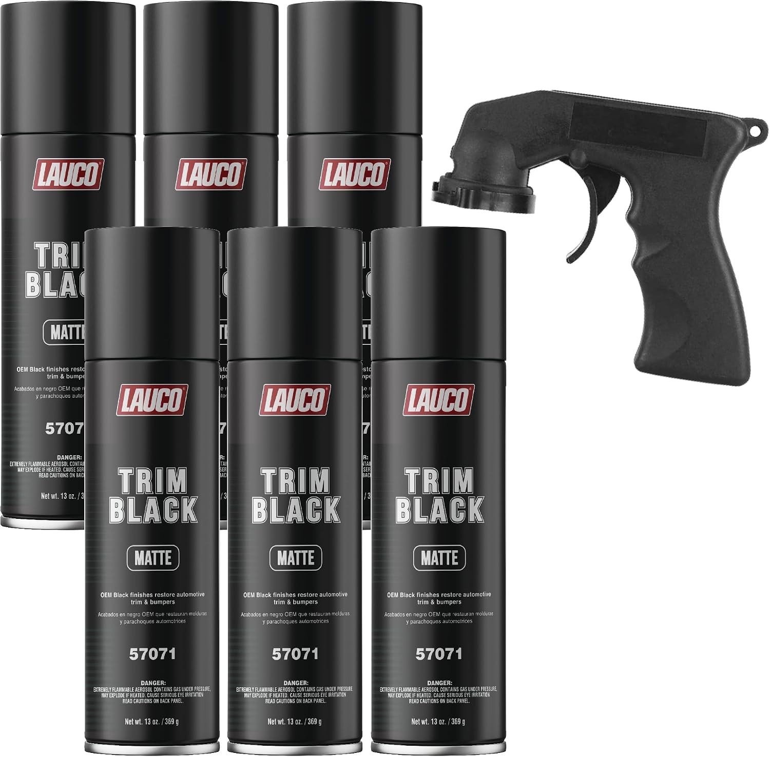 Automotive Trim Spray Paint 13oz 6pk – Black Matte, Fast Drying, Steel/Plastic