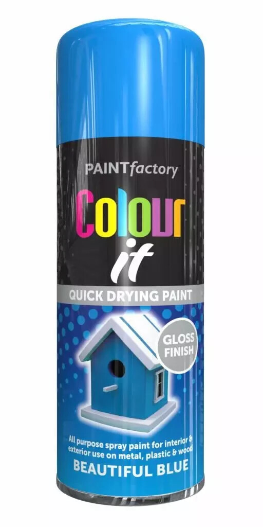 1 x Paint Factory Multi-Purpose Colour It Spray Paint 400ml Beautiful Blue Gloss