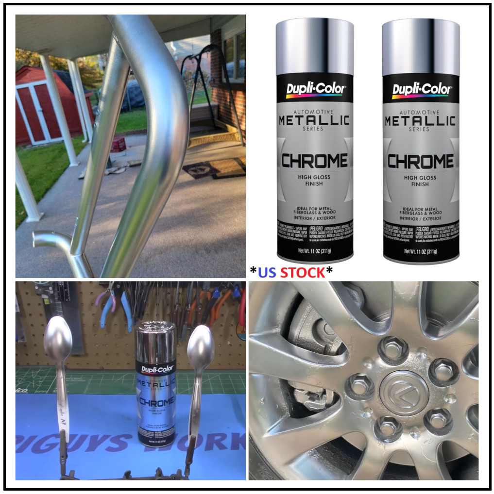Metallic Smooth Chrome Spray Paint Wheels Metal Fiberglass Scratch Resistant 2PK
