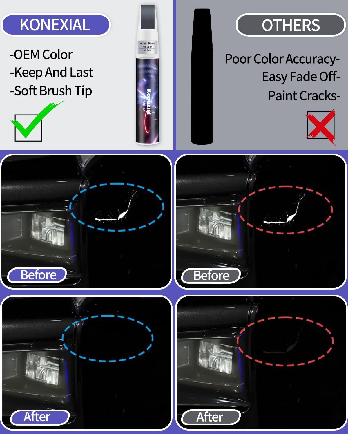 Touch Up Paint Kit For Ford UM Agate Black Metallic Scratch Repair Match