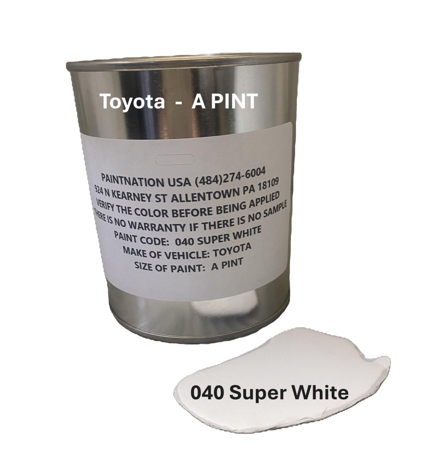 040 SUPER WHITE TOYOTA – 1 PINT BASECOAT PAINT!