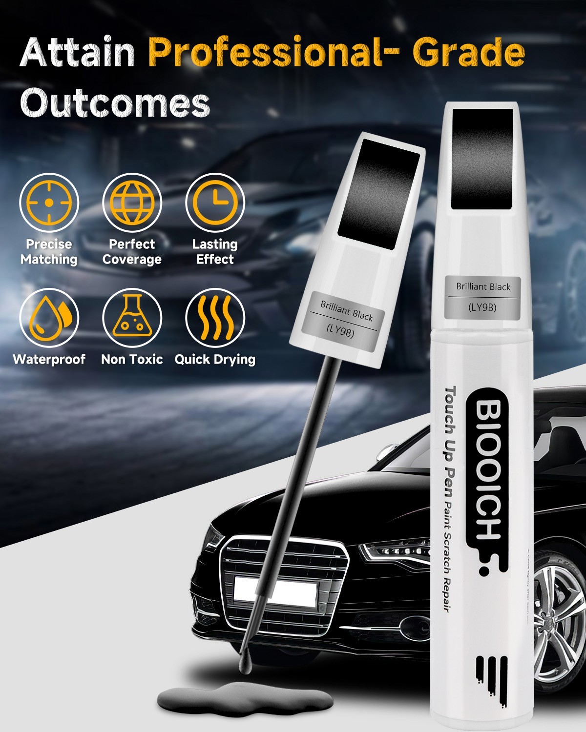 BIOOICH Touch Up Paint Pen for Audi Repair Car Chip and Scratch ExactColor Match
