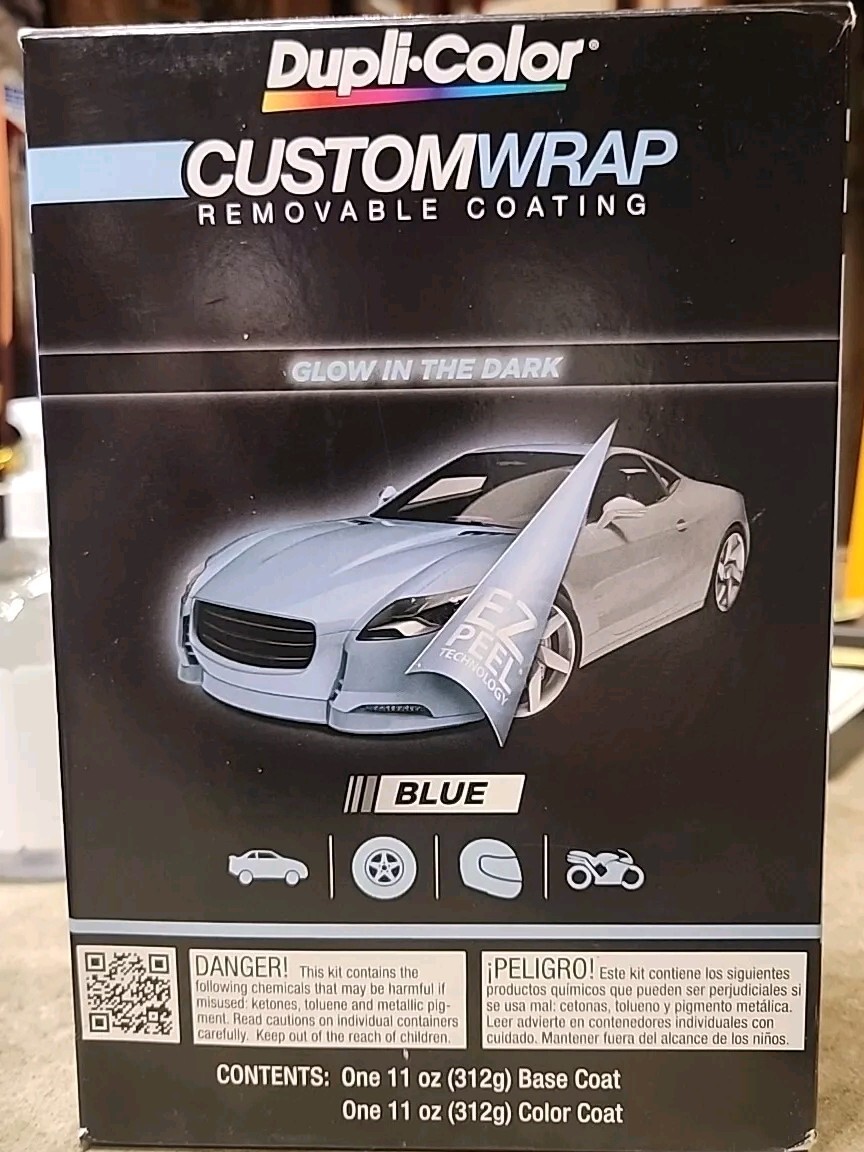 Duplicolor CWRC870 Custom Wrap Glow in the Dark Blue Kit Removable Coating NEW