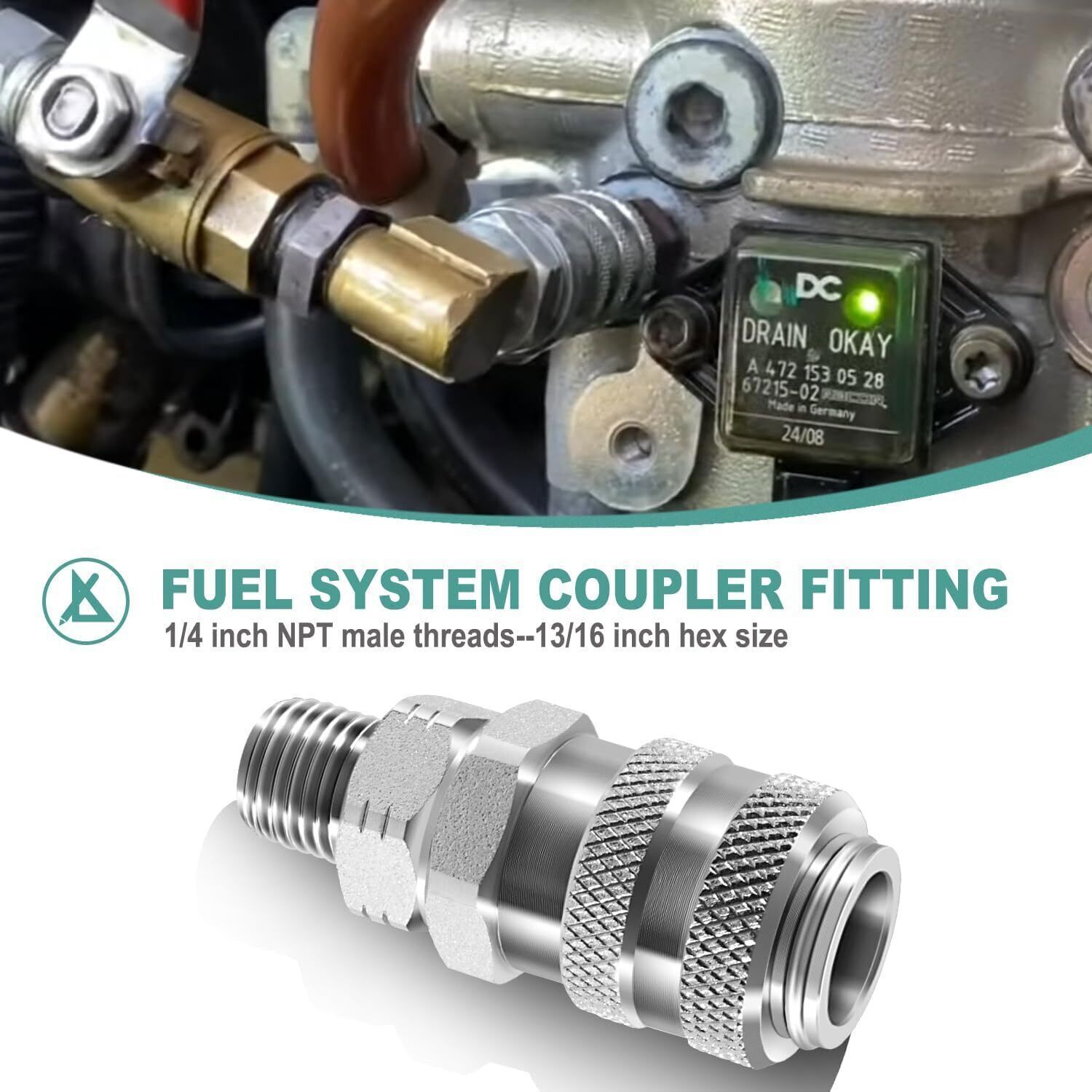 For OTC 5869-1 J-47912-QC Fuel System Coupler Fitting for Detroit Diesel S60