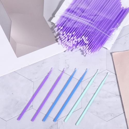 Microbrush for Touch Up Paint 300 Pcs Purple Blue Green Fine Tip brushes 1PK