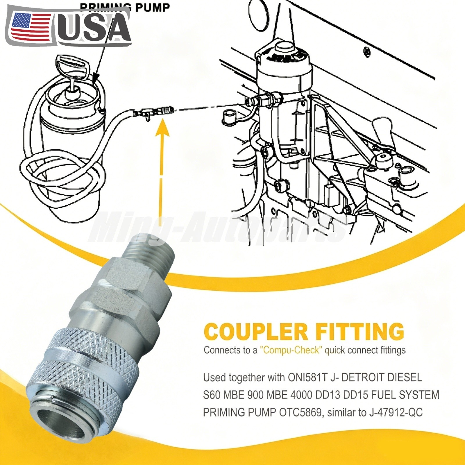 5869-1 New Engine Fuel Line Quick Disconnect Tool Fitting Fits Cummins Cat