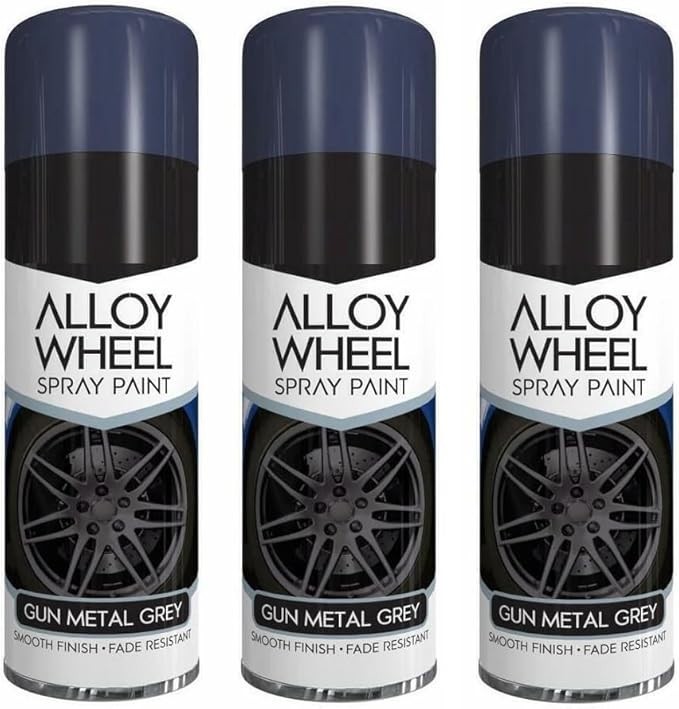 3 x GUN METAL GREY ALLOY WHEEL SPRAY PAINT 300ML SATIN FINISH SCRATCH RESISTANT