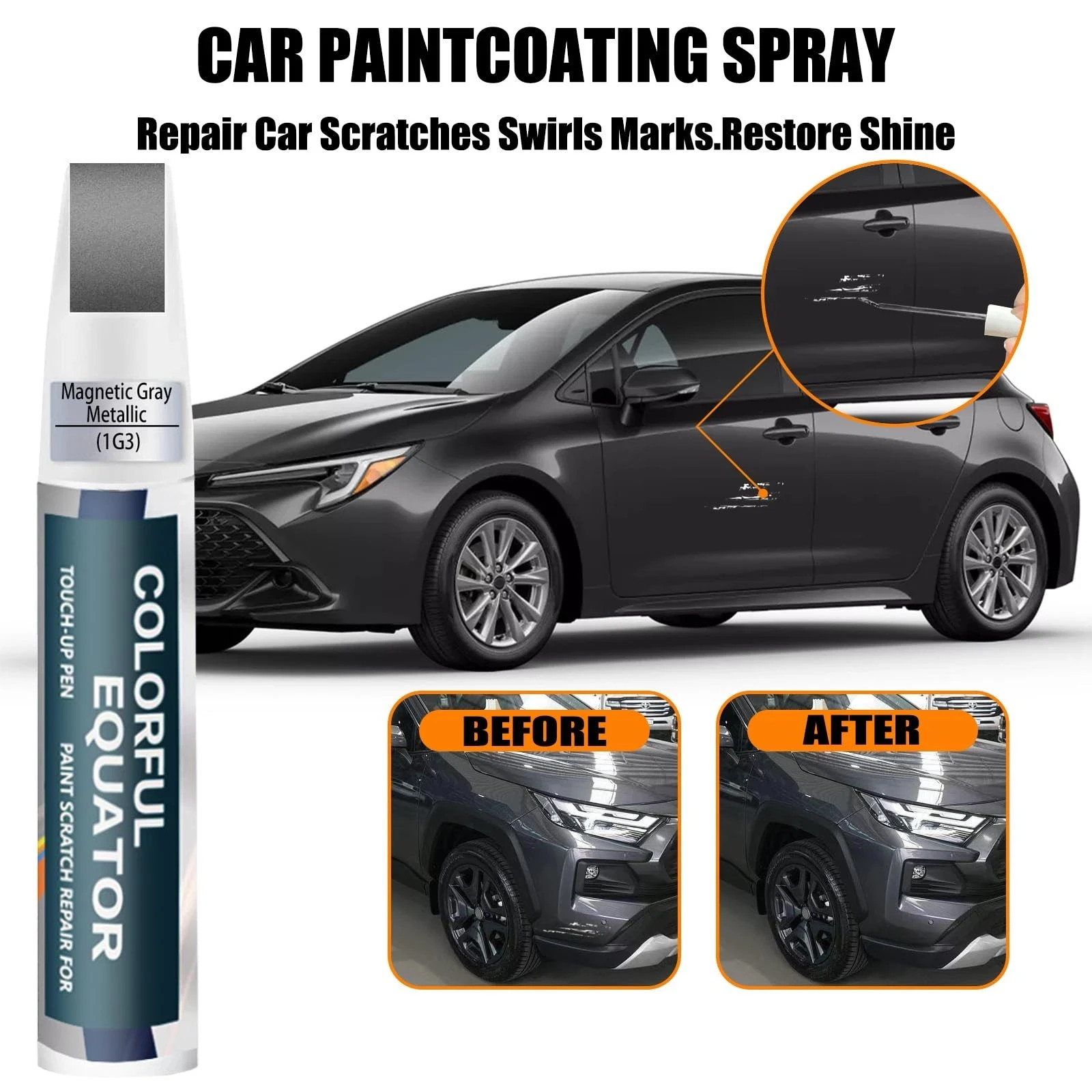Touch Up Paint for Car Toyota Magnetic Gray Metallic 1G3 Scratch Repair Pen Kit
