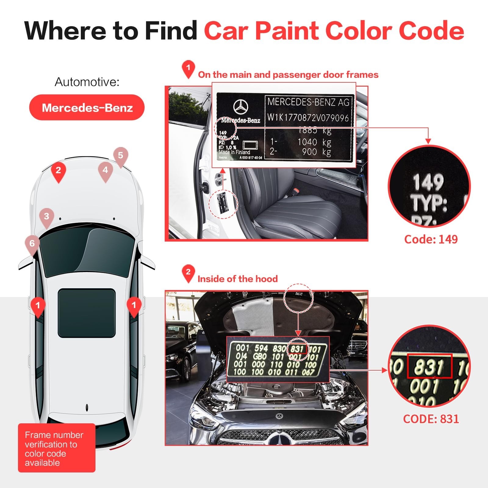Diamond White Tricoat Touch Up Paint Pen for Mercedes-Benz – 0.56 Fl Oz (16ml)