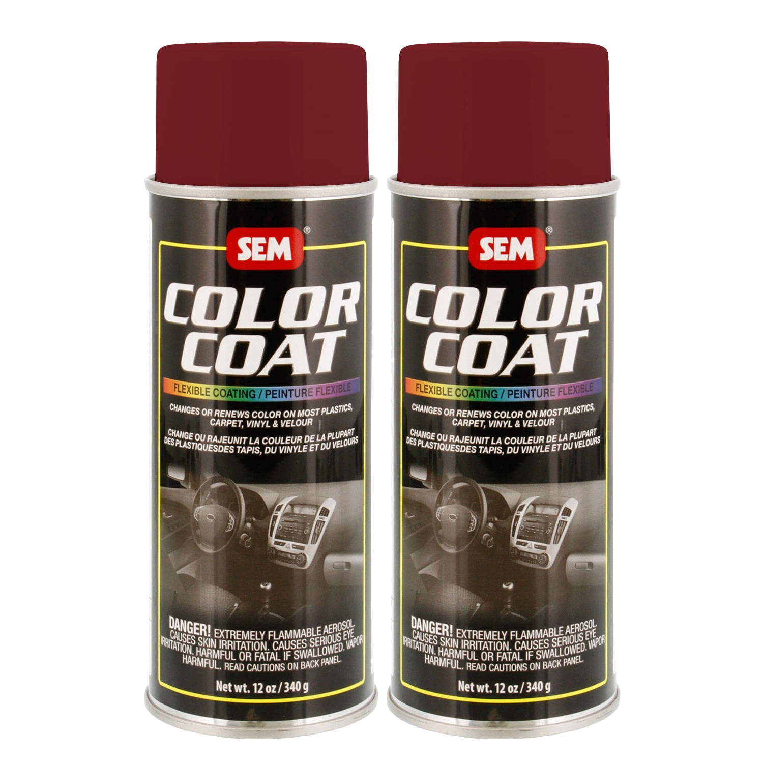 SEM Color Coat Firethorn Red Vinyl Spray Auto Paint Car 12 oz. SEM 15113, 2 Pack