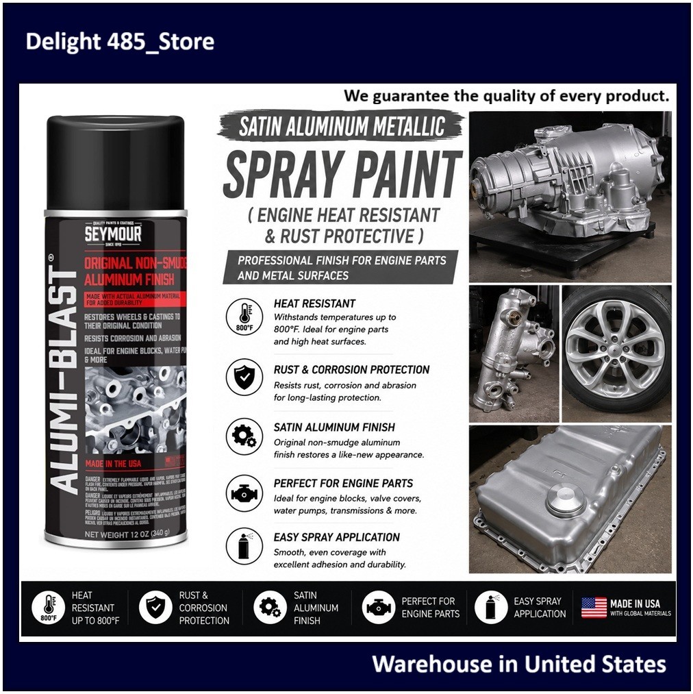 Satin Aluminum Metallic Spray Paint Engine Heat Resistant Rust Protective Coatin