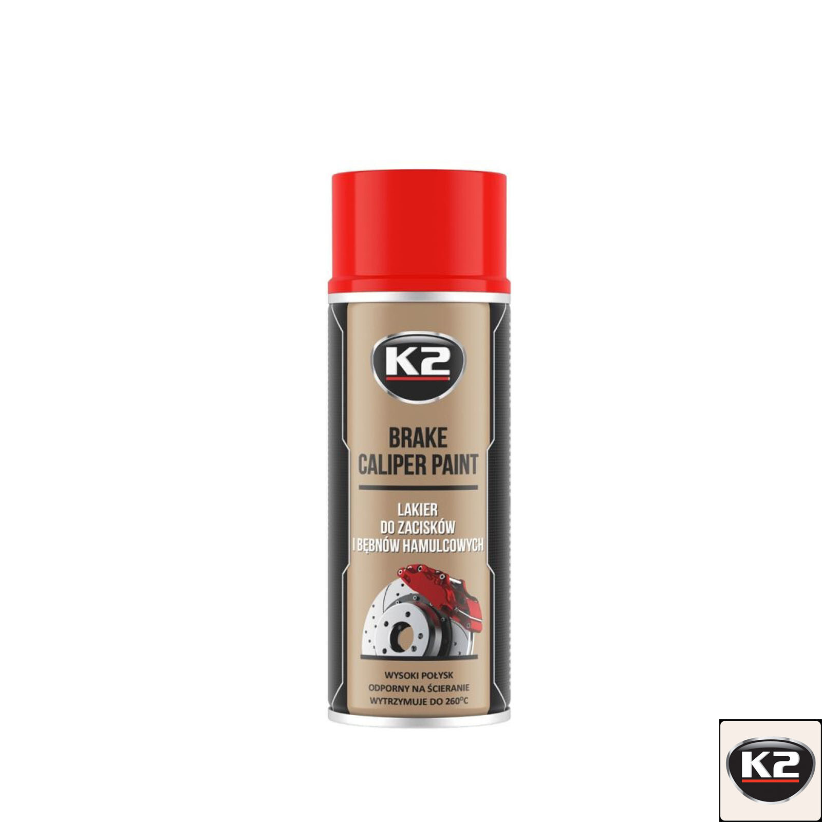RED CALIPER PAINT SPRAY x 2 K2 PRO HIGH GLOSS HEAT RESISTANT 400ML A3006